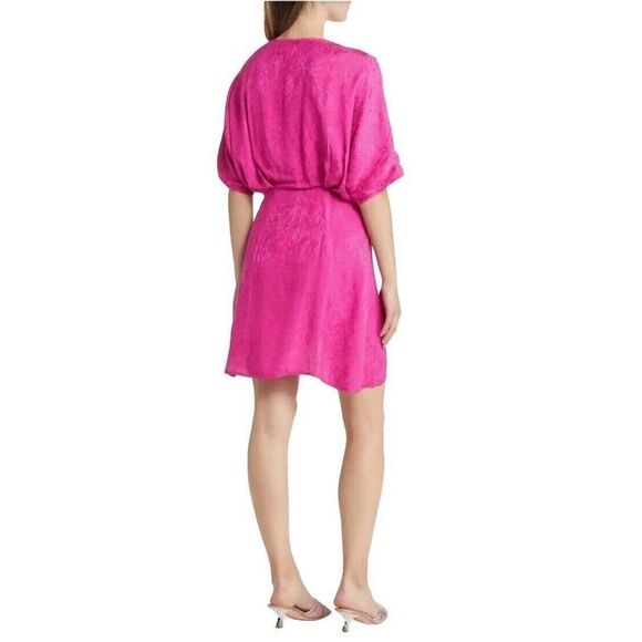 BTFL-LIFE Fuchsia Pink Candra Floral Jacquard Dolman Sleeve Mini Dress XS NWT - Picture 2 of 4